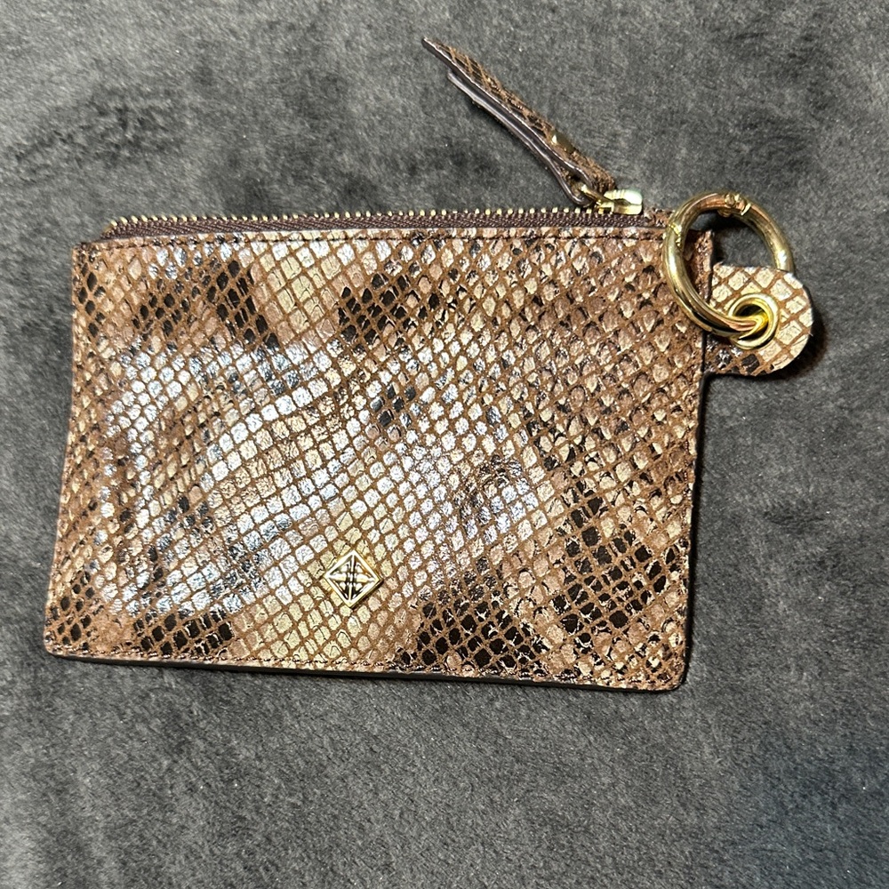 Brown Snakeskin Patterned Coin Pouch